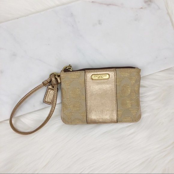 Coach Handbags - Coach Gold Wristlet Classic Logo Coach Handbags - Coach Gold Wristlet Classic Logo